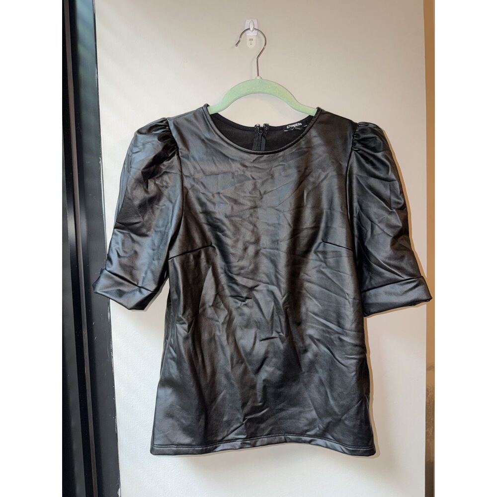 Express Black Leather Top